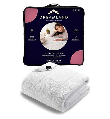 Dreamland Hunker Down Scandi Sherpa Full Bed Size Mattress Warmer Double 2 Controls 190X137Cm