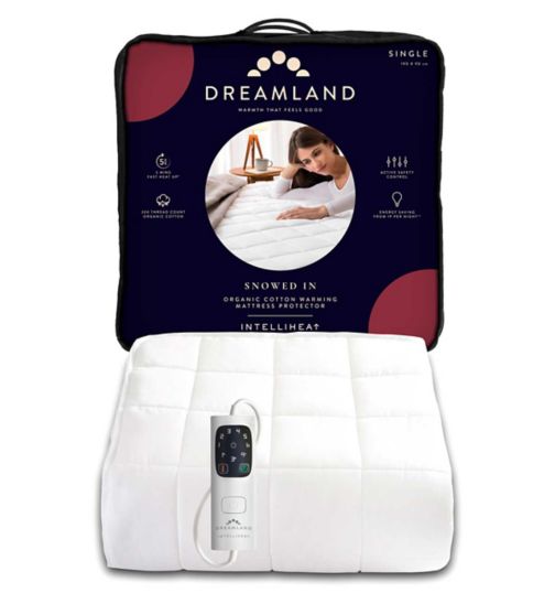 Dreamland Snowed In Organic Cotton Warming Mattress Protector Single 190X90Cm