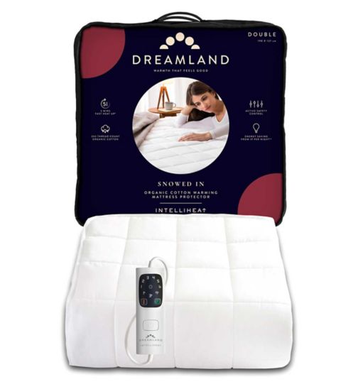 Dreamland Snowed In Organic Cotton Warming Mattress Protector Double 1 Control 190X137Cm