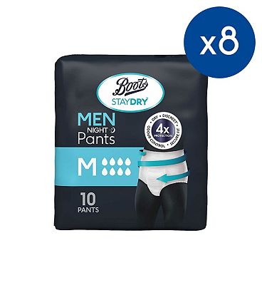 Staydry Men Night Pants Medium - 80 Pants (8 Pack Bundle) - Boots