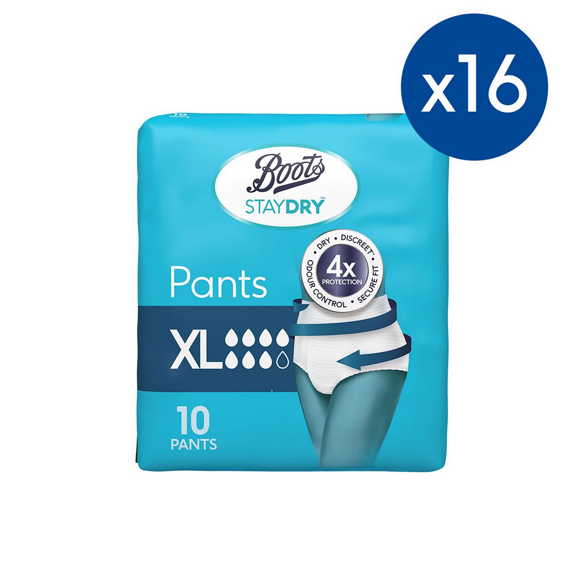 Staydry Boots Pants Xl - 160 (16 Pack Bundle)