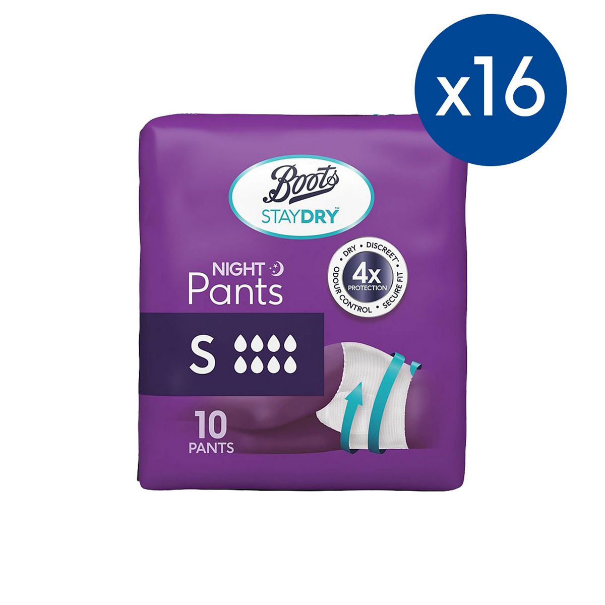 Staydry Boots Night Pants Small - 160 (16 Pack Bundle)