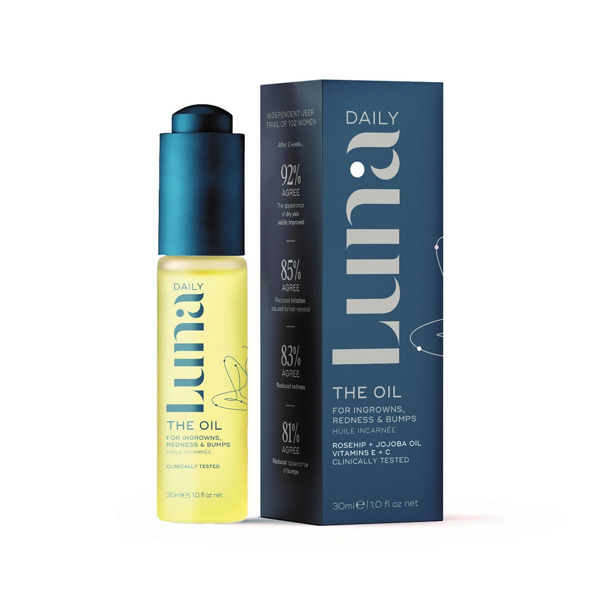 LUNA DAILY The Everywhere Oil For Ingrown Hairs Redness Shaving Irritation And Bumps With Rosehip 30ml