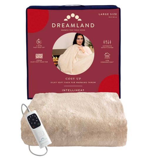 Dreamland Cosy Up Silky Soft Faux Fur Warming Throw - Cream 160X120 Cm