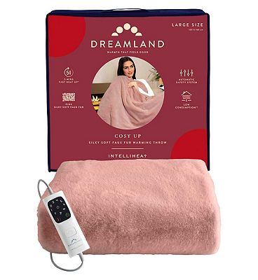 Dreamland Cosy Up Silky Soft Faux Fur Warming Throw Pink 160X120 Cm