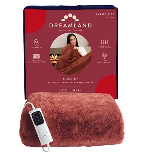 Dreamland Cosy Up Silky Soft Faux Fur Warming Throw Terracotta 160 X 120 Cm