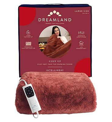 Dreamland Cosy Up Silky Soft Faux Fur Warming Throw Terracotta 160 X 120 Cm