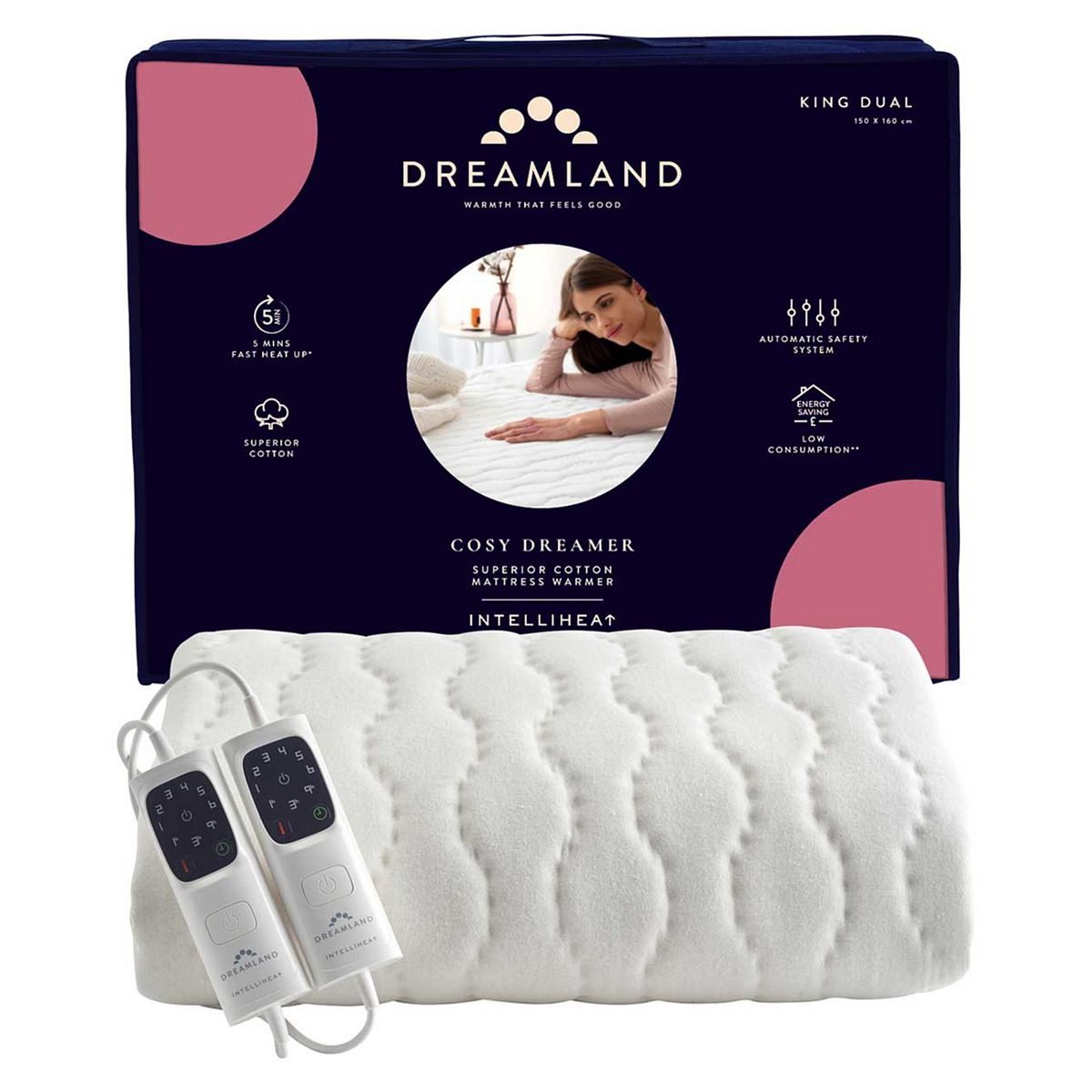 Dreamland Cosy Dreamer Superior Mattress Warmer King Dual 150X160 Cm