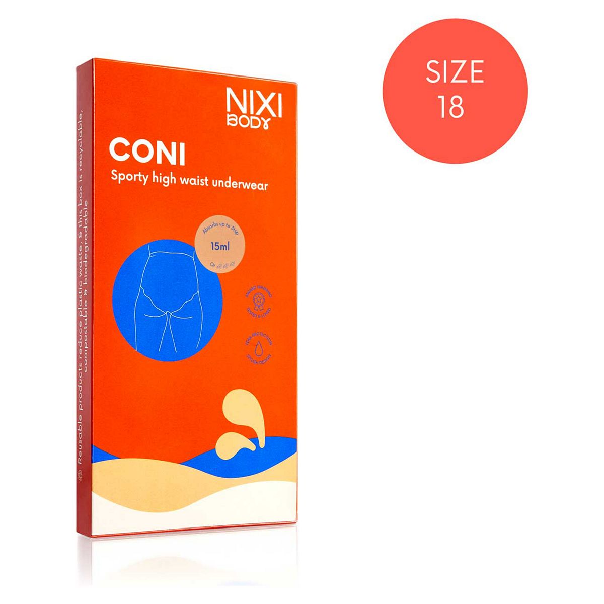 Nixi Body Coni Cream 18 Vpl-Free High Waist Leakproof Knickers Multicolor