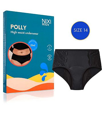 NIXI Body Polly Black 14 High Waist Leakproof Knickers