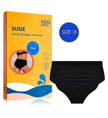 NIXI Body Susie Black 16 VPL-Free Hip Hugger Leakproof Knickers