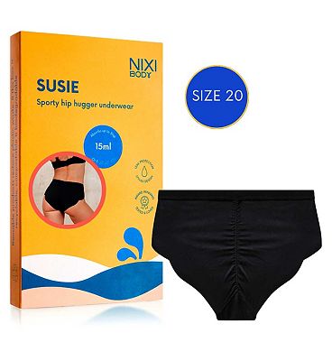 NIXI Body Susie Black 20 VPL-Free Hip Hugger Leakproof Knickers