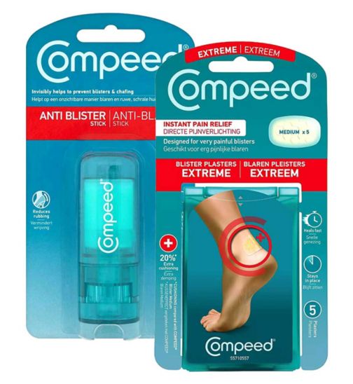 Compeed Anti Blaren Stick;Compeed Anti Blister Stick - 8ml;Compeed Blister Extreme Plasters 5s;Compeed Blister Plasters Extreme - Pack of 5;Compeed Hydrocolloid Extreme Blister Plasters and On-The-Go Anti-Blister Stick Bundle
