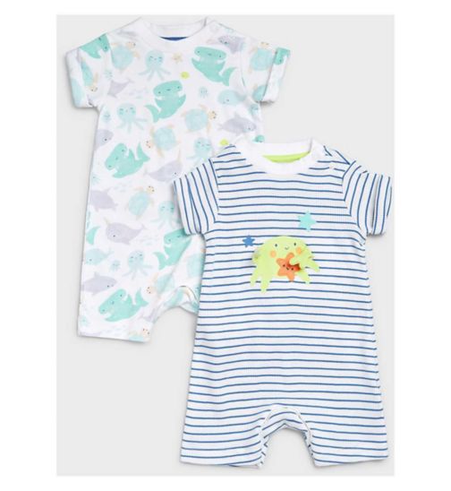 Mothercare Under the Sea Rompers - 2 Pack