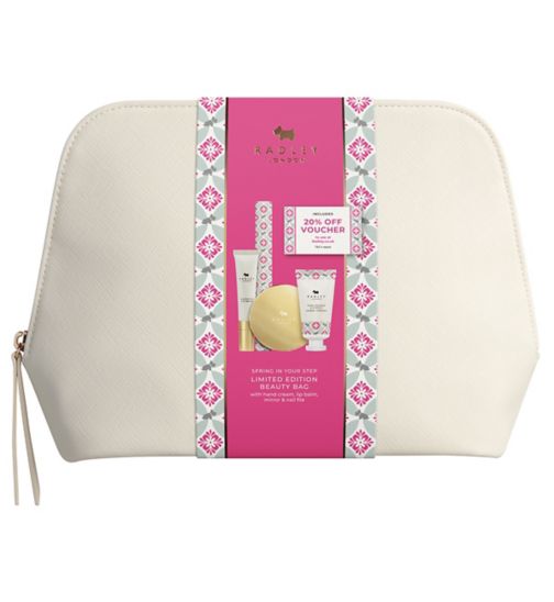 Radley London Spring in Your Step Limited Edition Beauty Bag with Hand Cream, Lip Balm, Mirror & Nail File