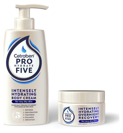 Cetraben Pro Hydrate Five Intensely Hydrating Body Cream 250ml;Cetraben Pro Hydrate Five Intensely Hydrating Overnight Recovery 150ml;Cetraben Pro Hydrate Very Dry Skin Bundle;Ctrbn PHF intnsly hydrt ovrnght rc 150ml;Ctrbn PHF intnsly hydrtng bdy crm 250ml