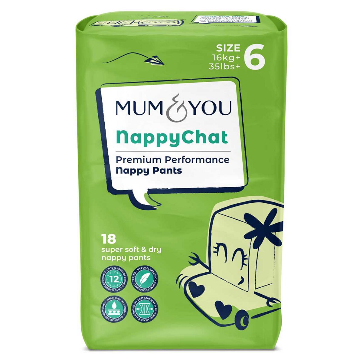 Mum & You Nappychat Premium Performance Eco Nappy Pants Size 6 18S