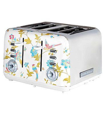 Laura Ashley 4 Slice Toaster Elveden White Silver