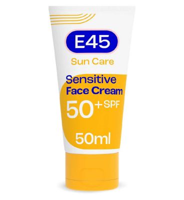 E45 Sun Face Cream for Sensitive Skin, Hydrating Sun Cream with very high UVA and UVB protection and SPF 50+, For Dry Skin