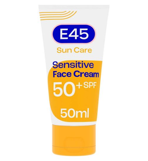 E45 Sun Face Cream for Sensitive Skin, Hydrating Sun Cream with very high UVA and UVB protection and SPF 50+, For Dry Skin