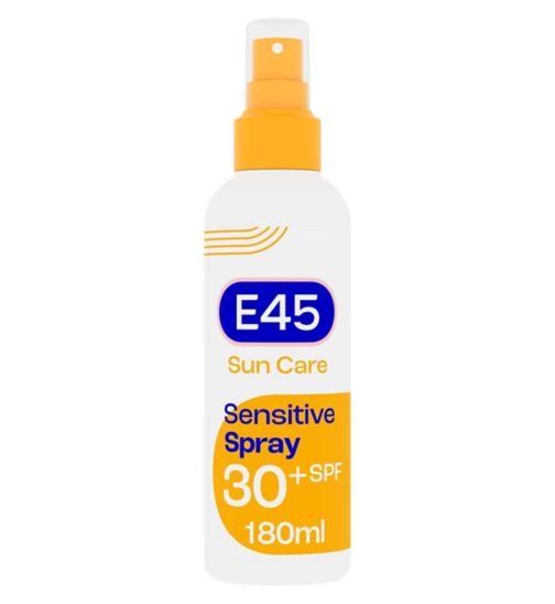E45 Sun Body Cream Spray for Sensitive Skin. Hydrating Sun Spray with very high UVA and UVB protection and SPF 30 180ml