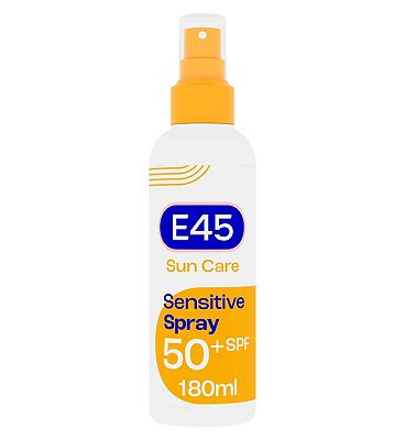 E45 Sun Body Cream Spray for Sensitive Skin. Hydrating Sun Spray with very high UVA and UVB protection and SPF 50+ 180ml