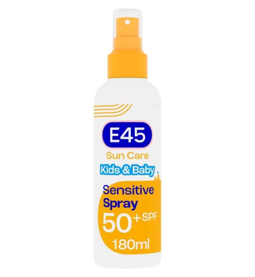 E45 Kids & Baby Sun Face & Body Spray for Sensitive Skin. Nourishing Sun Spray with very high SPF 50+ 180ml