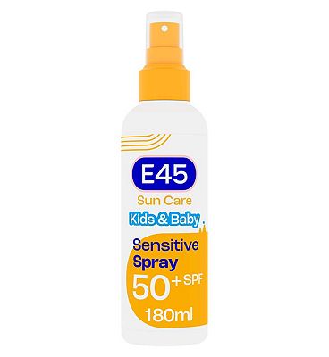 E45 Kids & Baby Sun Face & Body Spray for Sensitive Skin. Nourishing Sun Spray with very high SPF 50