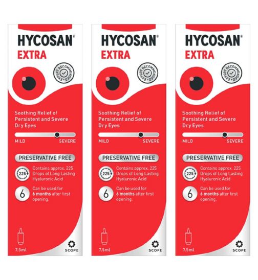 Hycosan Extra Preservative Free Drops - 3 x 7.5ml;Hycosan Extra Preservative Free Eye Drops - 7.5ml;Hycosan Extra Preservative Free Eye Drops - 7.5ml