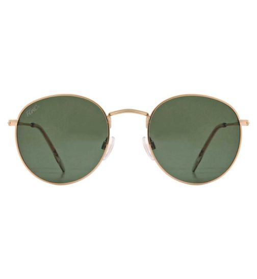Fg & Co Polarised Sunglasses Pale Gold Frames With Green Lenses