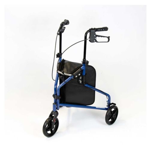 NRS Healthcare 3 Wheel Steel Rollator Blue