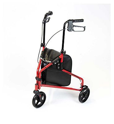 Nrs Healthcare 3 Wheel Steel Rollator Red