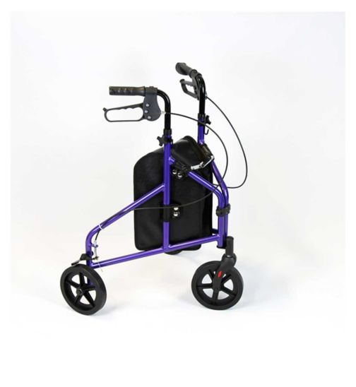 NRS Healthcare 3 Wheel Aluminium Rollator Purple