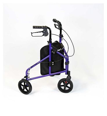 NRS Healthcare 3 Wheel Aluminium Rollator Purple