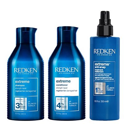 REDKEN Extreme Shampoo, Conditioner and Anti-Snap Leave In Conditioner Spray Bundle