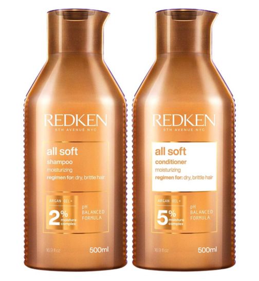 REDKEN All Soft Conditioner, For Dry Hair, Argan Oil, Intense Softness and Shine 500ml;REDKEN All Soft Shampoo and Condtioner 500ml Hydrating Bundle Add Softness & Shine for Dry Hair;REDKEN All Soft Shampoo, For Dry Hair, Argan Oil, Intense Softness and Shine 500ml;Redken all soft conditioner 500ml;Redken all soft shampoo 500ml