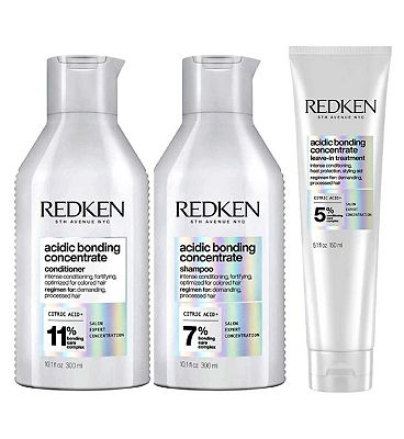 REDKEN Acidic Bonding Concentrate Shampoo, Conditioner and Leave In Conditioner Bundle