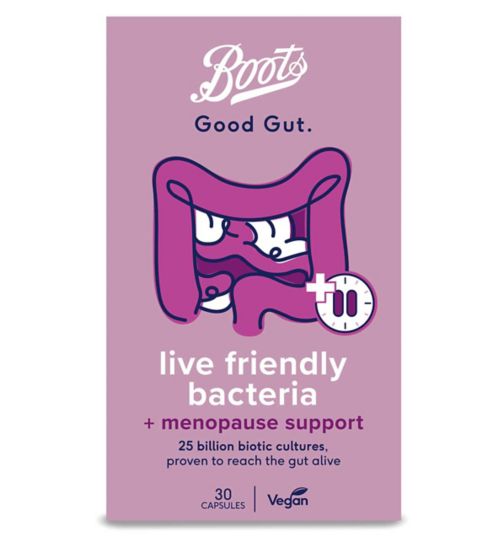 Boots Good Gut Live Friendly Bacteria + Menopause Support, 30 Capsules