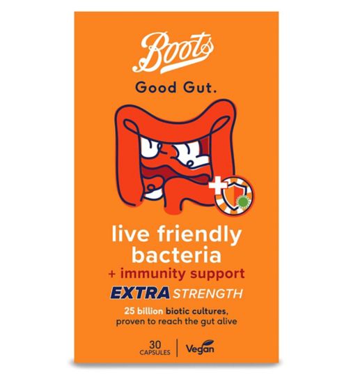 Boots Good Gut Live Friendly Bacteria + Immunity Support Extra Strength, 30 Capsules