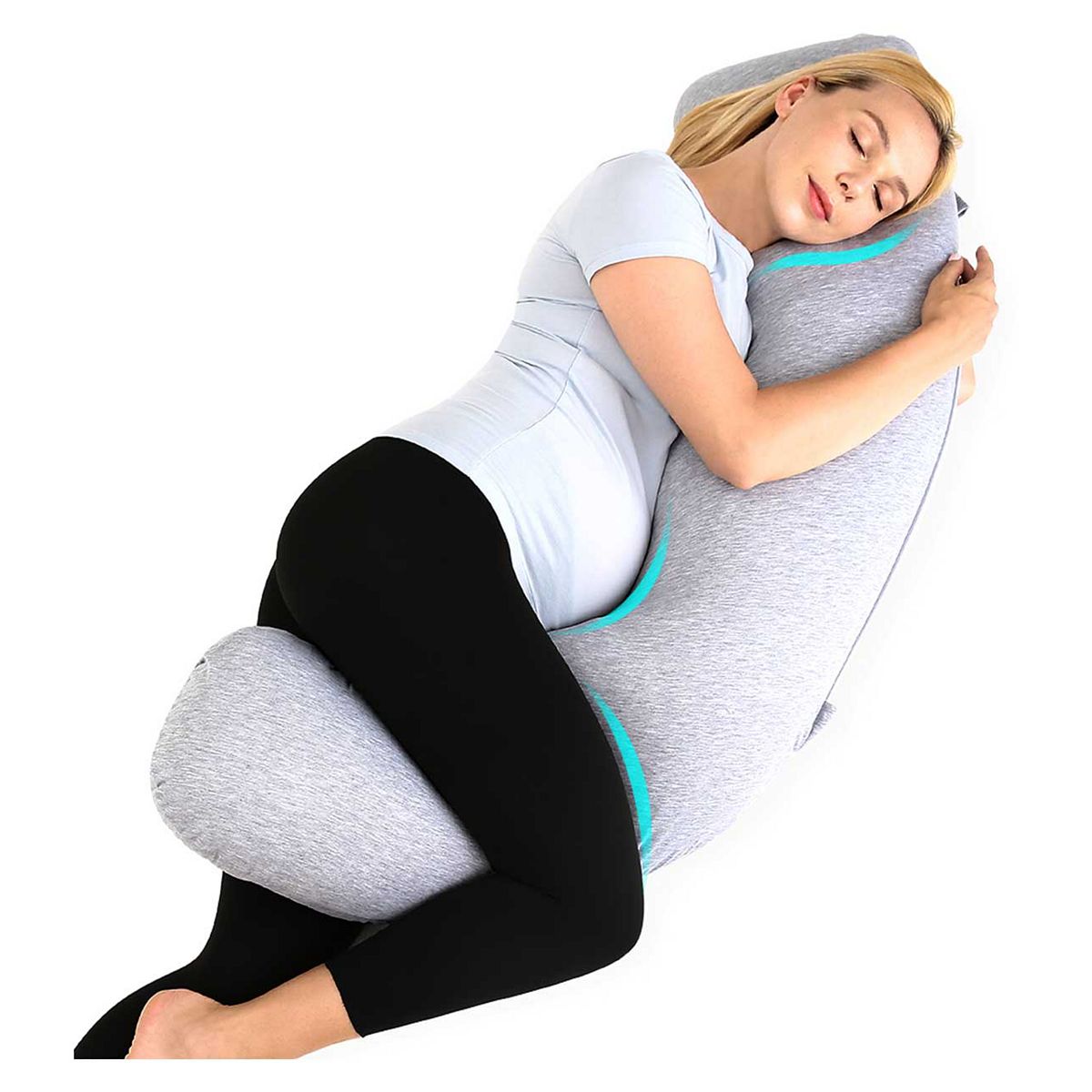 Momcozy Cooling J-Shaped Maternity Body Pillow