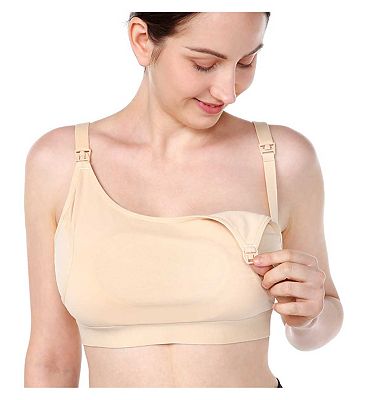 Momcozy Medium Handsfree Wearable Pumping Bra Beige