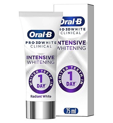 Click to view product details and reviews for Oral B Pro 3d White Clinical Intensive Whitening Toothpaste Radiant White 75ml.