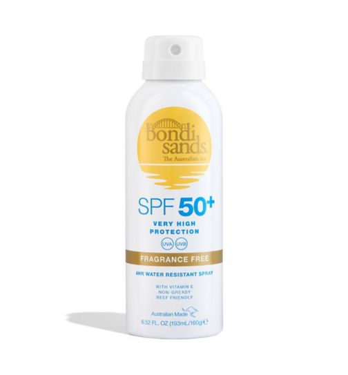Bondi Sands SPF50+ Fragrance Free Sunscreen Spray Aerosol Mist 160g