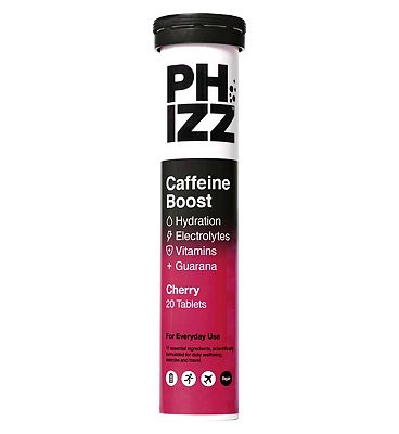 Phizz Cherry + Caffeine Boost 3-in-1 Hydration, Electrolytes and Vitamins Effervescent Tablets - 20 