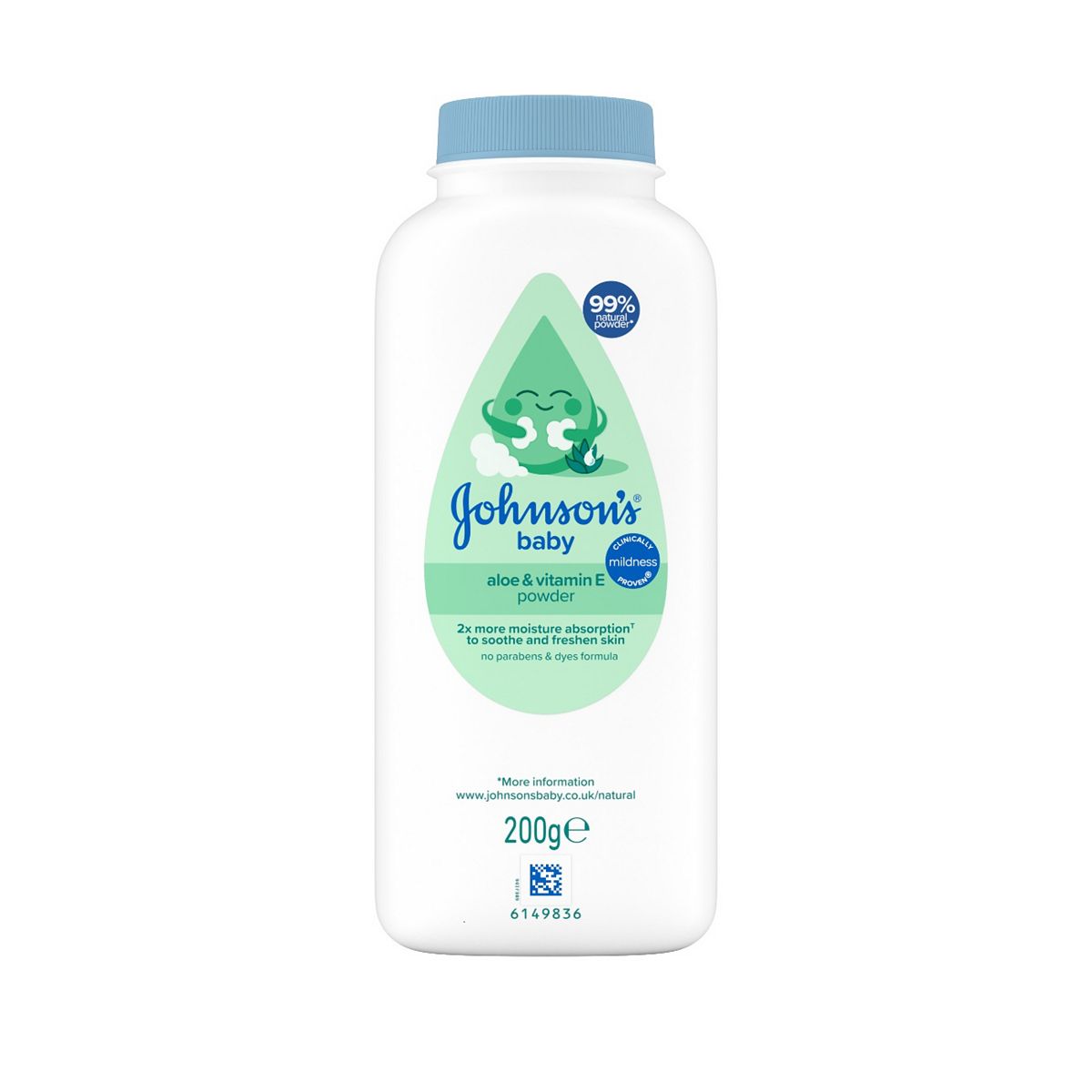 Johnson & Johnson Johnson's Baby Natural Cornstarch Powder With Aloe And Vitamin E 200g