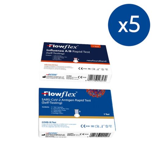 FF Influenza rapid antigen singl tst kit;FlowFlex COVID-19 Antigen Rapid Test 1s;Flowflex Antigen Rapid Test Lateral Flow Self-Testing Kit 1 Test;Flowflex Flu Test x5 & Covid Test x5;Flowflex Influenza A/B Rapid Test