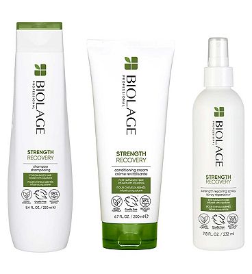 Biolage Professional Strength Recovery Strengthening Shampoo, Conditioner and Leave-In Spray for Dam
