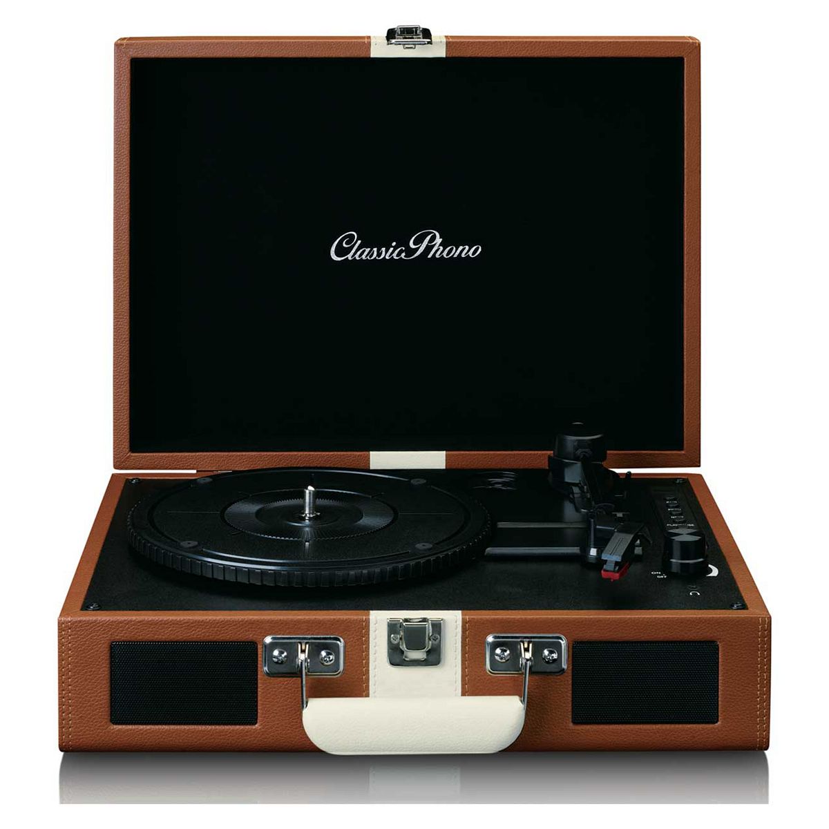 Lenco Tt-120Bnwh Suitcase Turntable With Bt - Brown/White