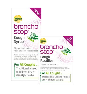 Bronchostop Cough Syrup 240ml and Cough Pastilles 40 Pastilles Bundle