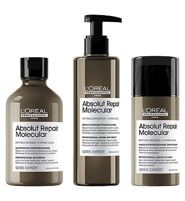 L'oral Professionnel Serie Expert Absolut Repair Molecular Shampoo, Rinse-off Serum and Leave-In Cre